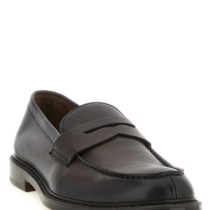 Doucal's Brown Calfskin Slip-On Loafers