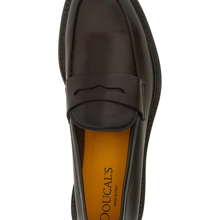Doucal's Brown Calfskin Slip-On Loafers
