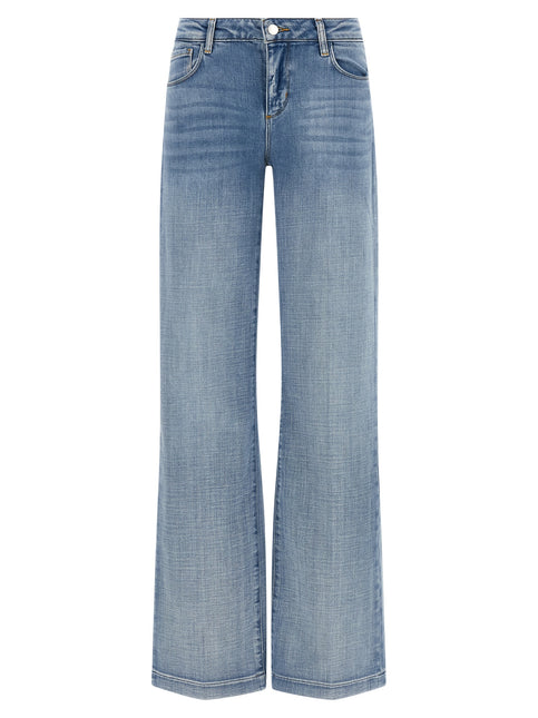 L'Agence Blue Cotton Straight-Leg Jeans
