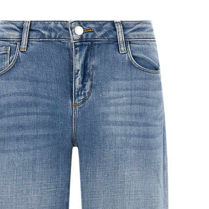 L'Agence Blue Cotton Straight-Leg Jeans