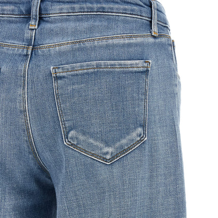 L'Agence Blue Cotton Straight-Leg Jeans