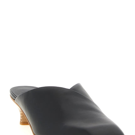 VICINI Black Calfskin Mid Heel Pumps