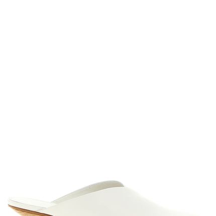 VICINI White Calfskin Mid Heel Pumps