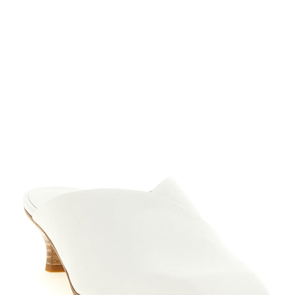 VICINI White Calfskin Mid Heel Pumps