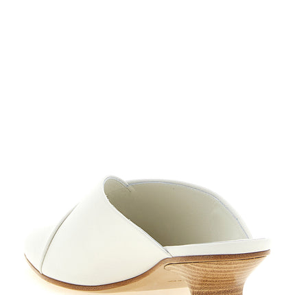VICINI White Calfskin Mid Heel Pumps