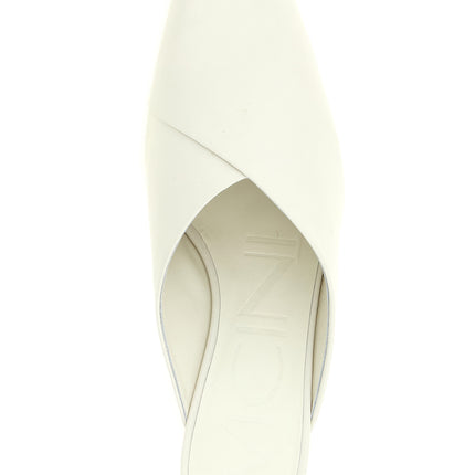 VICINI White Calfskin Mid Heel Pumps