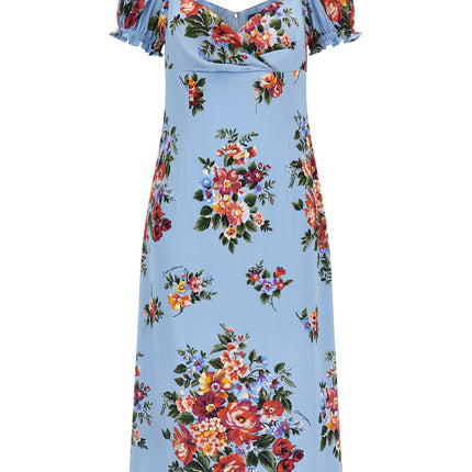 Dolce & Gabbana Blue Silk Midi Dress