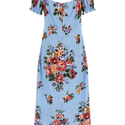 Dolce & Gabbana Blue Silk Midi Dress