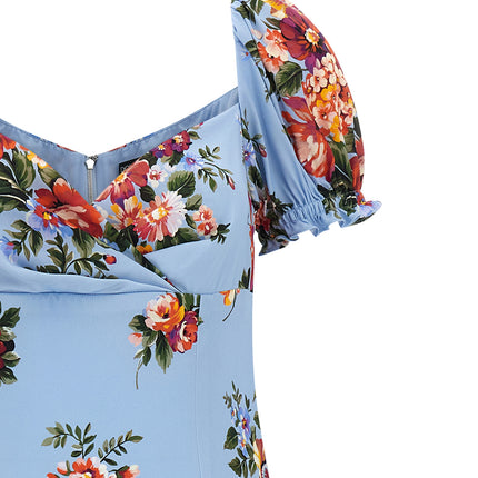 Dolce & Gabbana Blue Silk Midi Dress