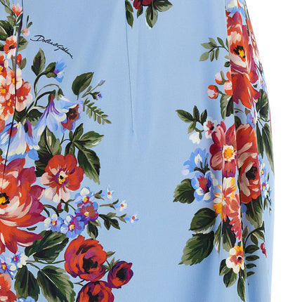 Dolce & Gabbana Blue Silk Midi Dress