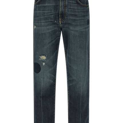 Namacheko Blue Cotton Straight-Leg Jeans