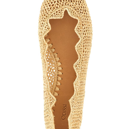 ODISSI Beige Viscose Ballet Flats