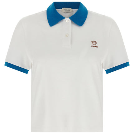 Versace Blue Cotton Polo Shirt