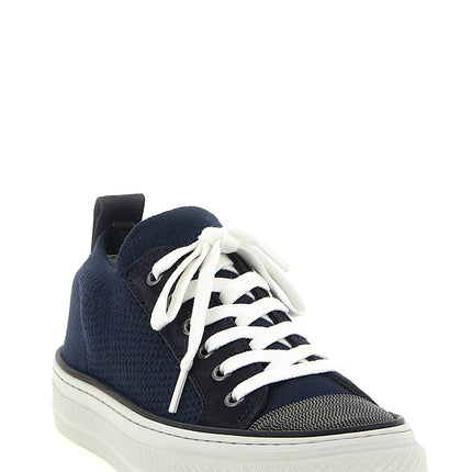 Brunello Cucinelli Blue Cotton Low Top Sneakers