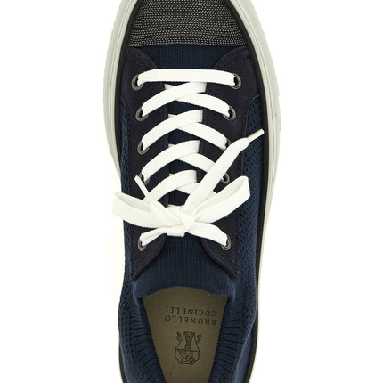 Brunello Cucinelli Blue Cotton Low Top Sneakers