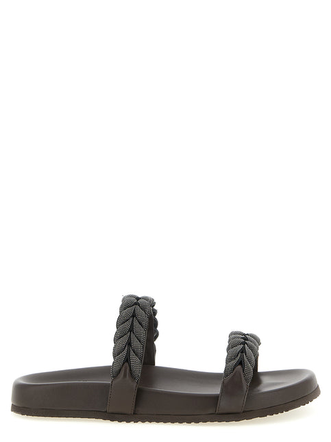 Brunello Cucinelli Brown Leather Slides