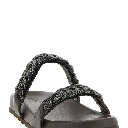 Brunello Cucinelli Brown Leather Slides