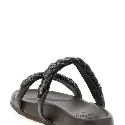 Brunello Cucinelli Brown Leather Slides