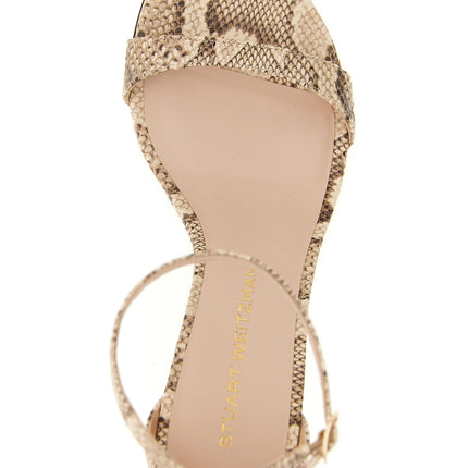 Stuart Weitzman Beige Goatskin Stiletto Heel Sandals