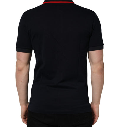 Dolce & Gabbana Black DG Logo Print Short Sleeve Polo T-shirt