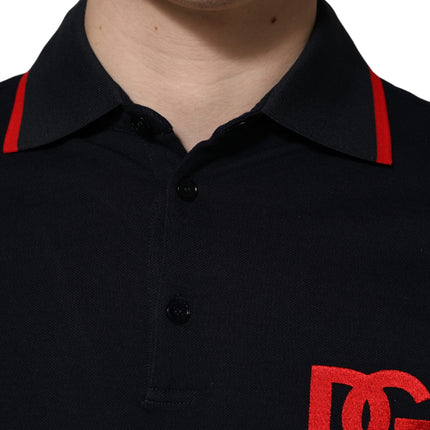 Dolce & Gabbana Black DG Logo Print Short Sleeve Polo T-shirt