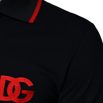 Dolce & Gabbana Black DG Logo Print Short Sleeve Polo T-shirt