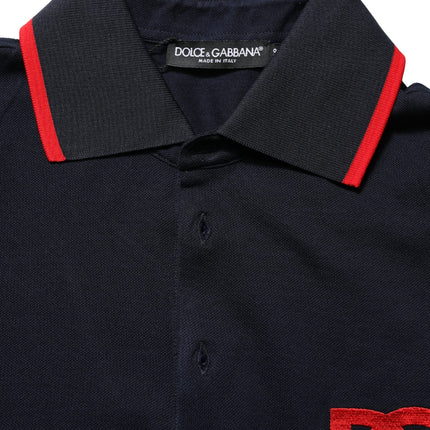 Dolce & Gabbana Black DG Logo Print Short Sleeve Polo T-shirt