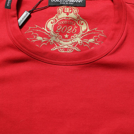 Dolce & Gabbana Red Goodluck 2023 Cotton Crew Neck T-shirt