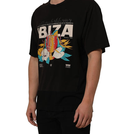 Dolce & Gabbana Black Tropical "IBIZA" Men Crew Neck T-shirt