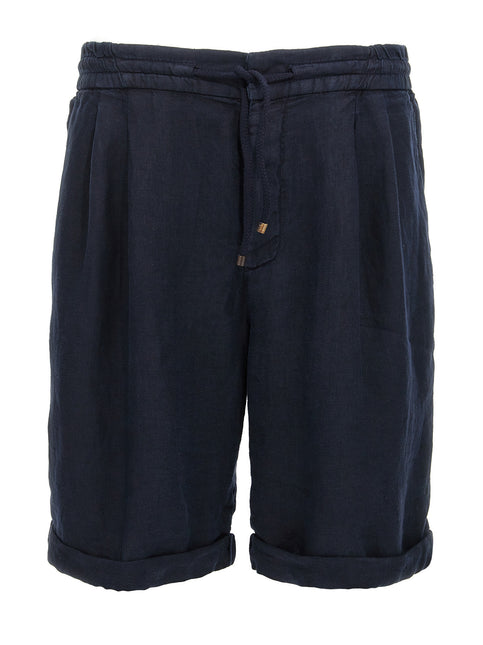 Brunello Cucinelli Blue Linen Bermuda Shorts