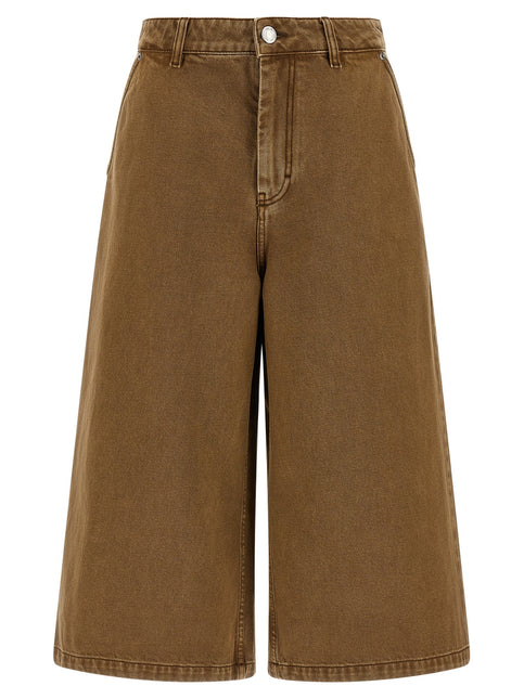 Ami Paris Brown Cotton Bermuda Shorts