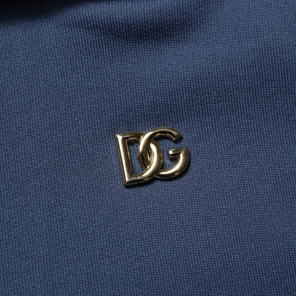 Dolce & Gabbana Blue Cotton Coral Logo Hooded Sweatshirt Sweater