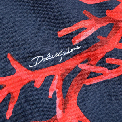 Dolce & Gabbana Blue Cotton Coral Logo Hooded Sweatshirt Sweater