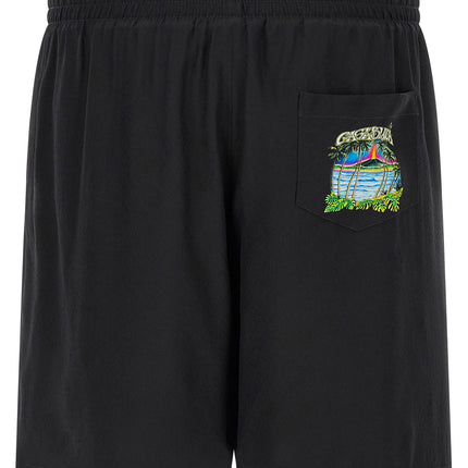Casablanca Black Silk Bermuda Shorts