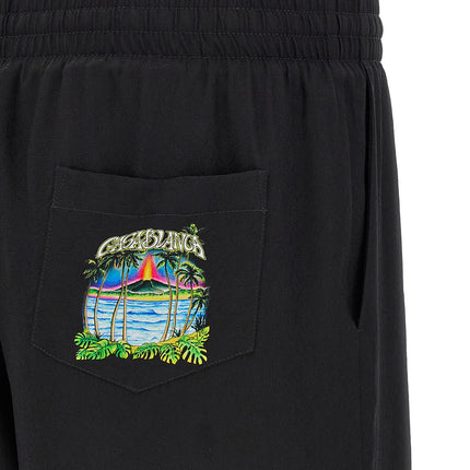 Casablanca Black Silk Bermuda Shorts