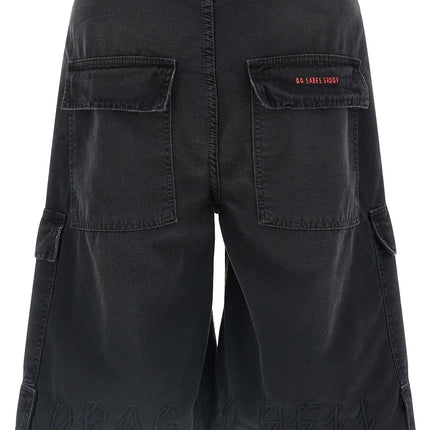 44 Label Group Black Cotton Bermuda Shorts