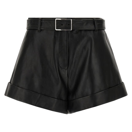 Sportmax Black Lamb Leather Bermuda Shorts