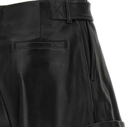 Sportmax Black Lamb Leather Bermuda Shorts