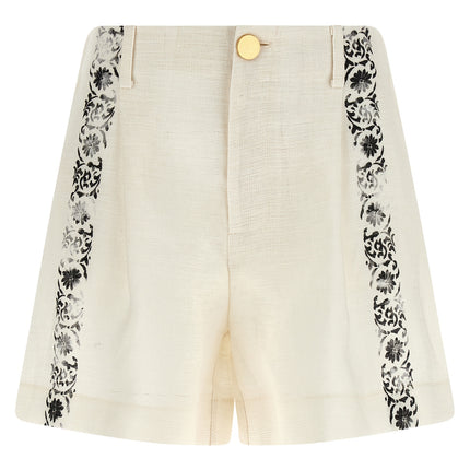 Alberta Ferretti Bicolor Linen Bermuda Shorts