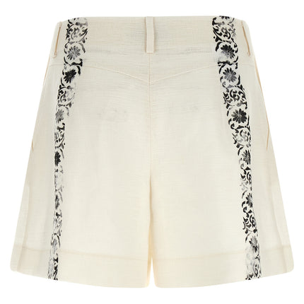 Alberta Ferretti Bicolor Linen Bermuda Shorts