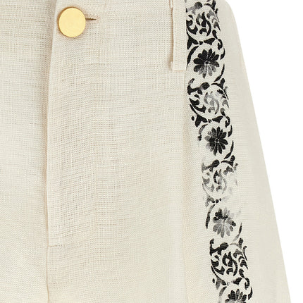 Alberta Ferretti Bicolor Linen Bermuda Shorts