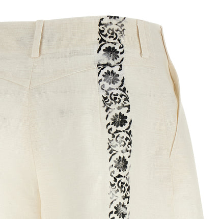 Alberta Ferretti Bicolor Linen Bermuda Shorts