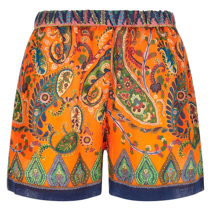 Etro Orange Ramie Bermuda Shorts