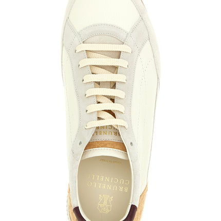 Brunello Cucinelli Beige Nubuc Leather Low Top Sneakers