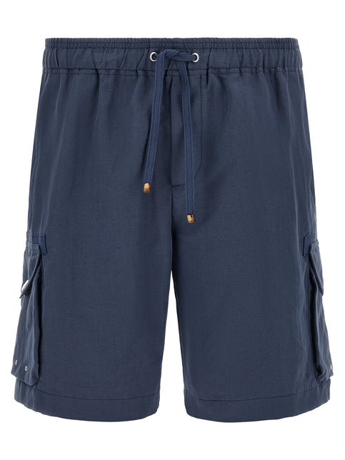Brunello Cucinelli Blue Linen Bermuda Shorts