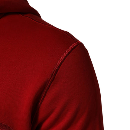 Dolce & Gabbana Red Embroidered Logo Hooded Full Zip Sweater