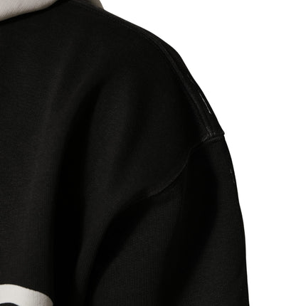Dolce & Gabbana Black Cotton Logo Hooded Full Zip Sweater
