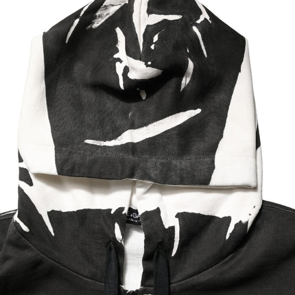 Dolce & Gabbana Black Cotton Logo Hooded Full Zip Sweater