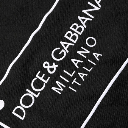 Dolce & Gabbana Black Graphic Logo Crew Neck Wool Pullover Sweater