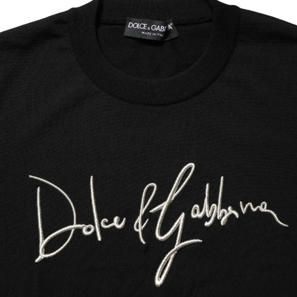 Dolce & Gabbana Black embroidered Logo Crew Neck Pullover Sweater